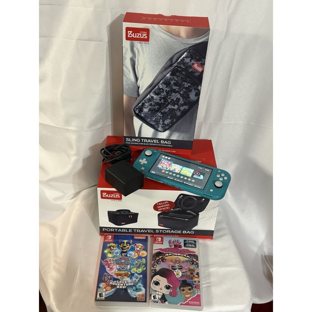 Nintendo Switch Lite Bundle w/ 2 Games, Charger + NEW Bags – Works Great